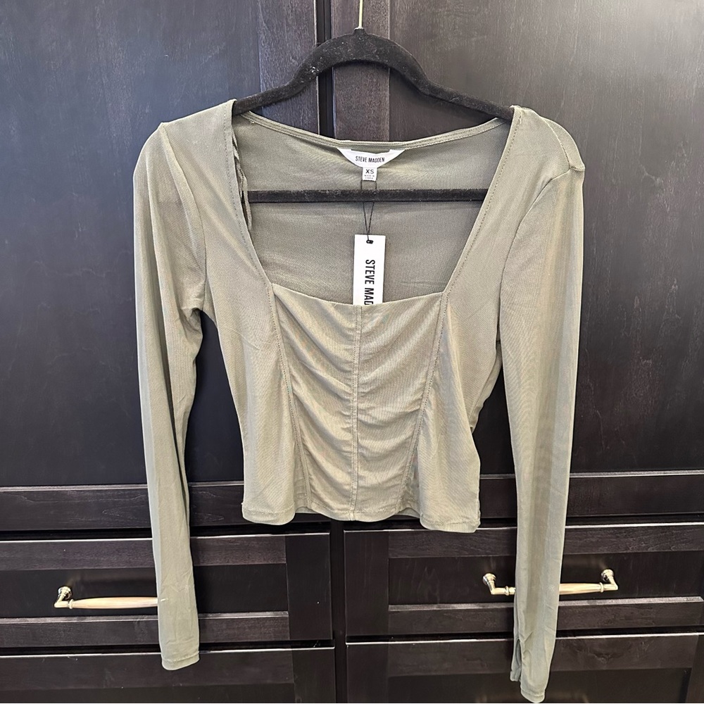 Steve Madden Hayden Solid Mesh Top